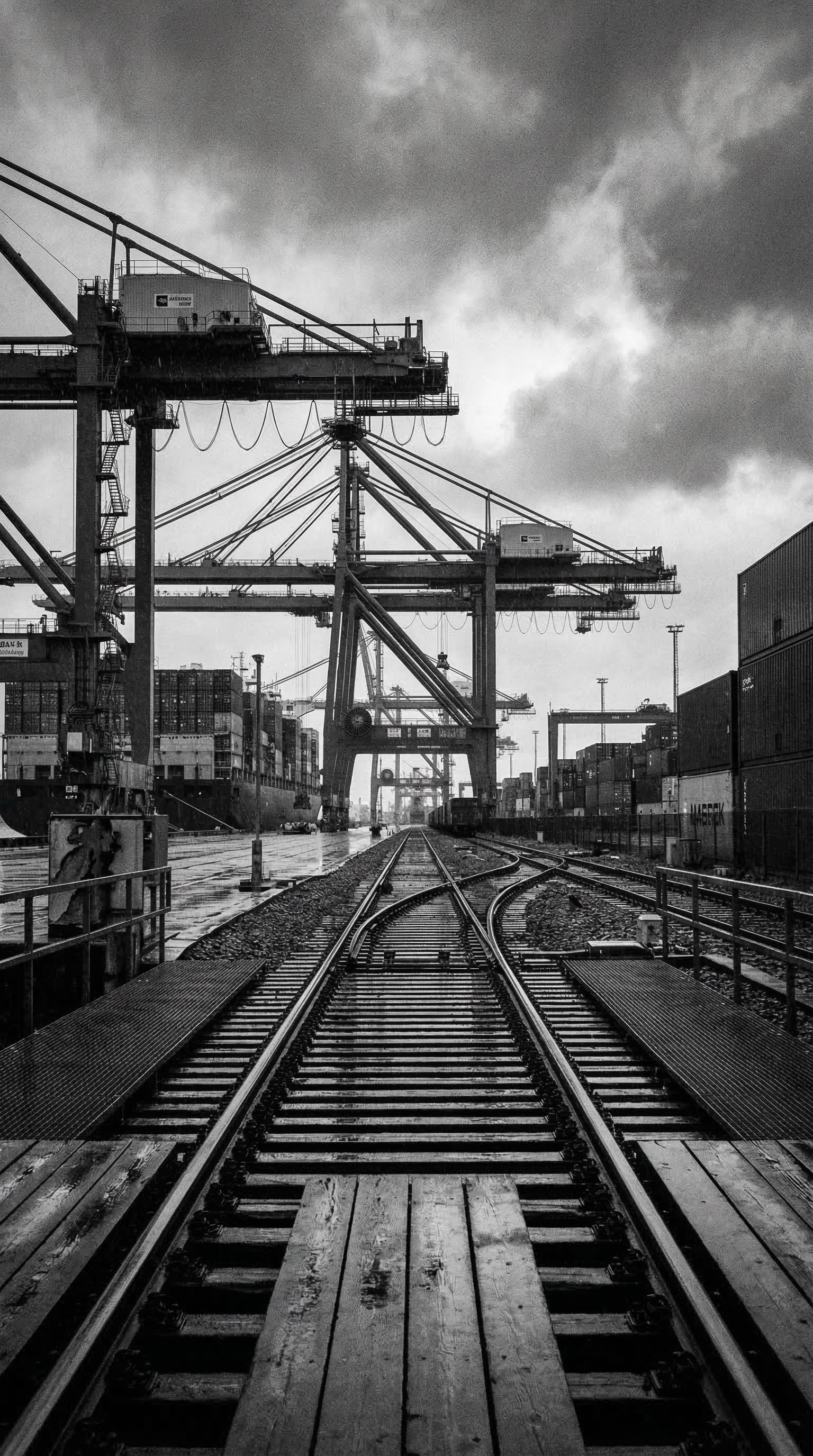 Complexo logístico multimodal com porto, ferrovia e infraestrutura de transporte